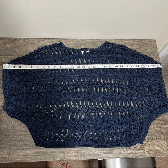 🎉 HP 🎉 Sans Souci Navy Loose Knit Oversized Dolman Style Blouse, Size S - Picture 7 of 9